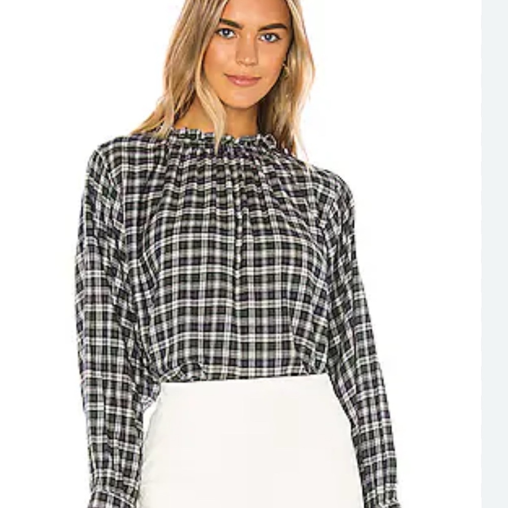 Trovata Birds of Paradis Talia Blouse - Green and Navy Tartan